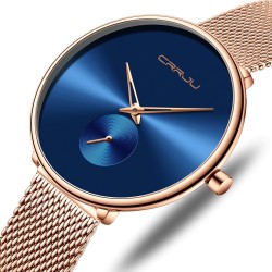 CRRJU - fashionable luxury watch - with mesh bracelet - waterproof
