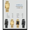 CRRJU - luxury square golden watch - Quartz - stainless steel mesh bracelet - waterproofWatches
