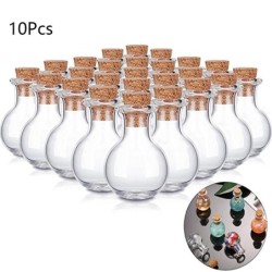 Mini glazen flesjes - met kurken deksel - voor parfums - huwelijksdecoratie - 10 stuksParfum