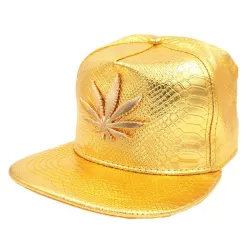 Baseballcap - leren snapback - met metalen blad - hiphopstijlPetten & Hoeden