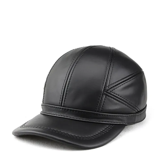 Modieuze vintage baseballcap - echt leer - unisexPetten & Hoeden