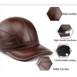 Modieuze vintage baseballcap - echt leer - unisexPetten & Hoeden