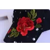 Modieuze baseballcap - met geborduurde rozen / kristallen / studsPetten & Hoeden