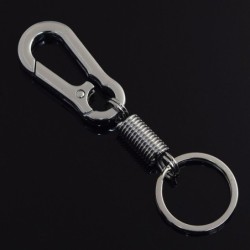 Metal keychain - with spring / buckle - stainless steel - 10.5cm