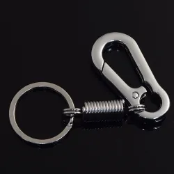 Metalen sleutelhanger - met veer / gesp - roestvrij staal - 10.5cmSleutelhangers
