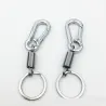 Metalen sleutelhanger - met veer / gesp - roestvrij staal - 10.5cmSleutelhangers