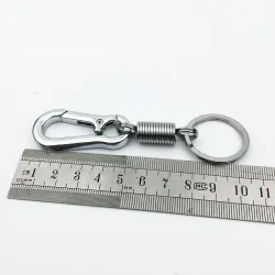 Metalen sleutelhanger - met veer / gesp - roestvrij staal - 10.5cmSleutelhangers