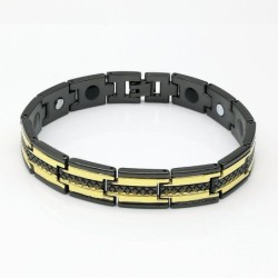 Trendy zwart/gouden magnetische armband - roestvrij staal - unisex - 2 stuksArmbanden