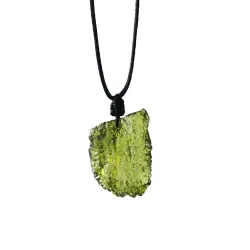Natural green moldavite stone - crystal glass - with necklaceNecklaces