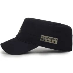Modieuze platte pet - militaire stijl - vijfpuntige ster - US Air Force beletteringHoeden & Petten