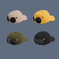 Katoenen baseballcap - met bril - verstelbaar - unisex - pilotenstijlPetten & Hoeden