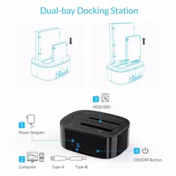 ORICO 2.5 - 3.5 Inch Harde Schijf Dockingstation USB 3 - Dual-Bay HDD - SSD Harde SchijfHarde schijven