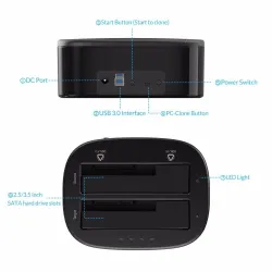 ORICO 2.5 - 3.5 Inch Harde Schijf Dockingstation USB 3 - Dual-Bay HDD - SSD Harde SchijfHarde schijven