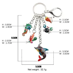 Enamel ocean animals - dolphin / crab / seahorse - keychainKeyrings