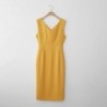 Elegantes gelbes Kleid - mit V-Ausschnitt / Rückenschlitz / ärmellos