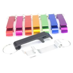 Aluminium blik-/flesopener - met sleutelhanger - gratis gravure op maat - 100 stuksBar producten