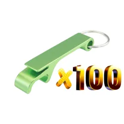 Aluminium blik-/flesopener - met sleutelhanger - gratis gravure op maat - 100 stuksBar producten