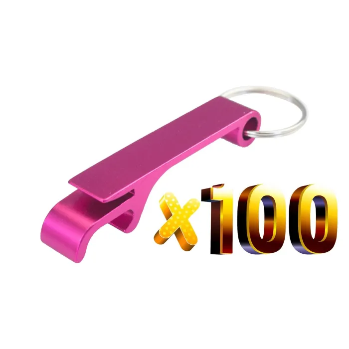 Aluminium blik-/flesopener - met sleutelhanger - gratis gravure op maat - 100 stuksBar producten