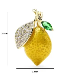 Trendy brooch with yellow lemon / crystalsBrooches