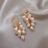 Elegant gold earrings - with multi layers pearlsEarrings