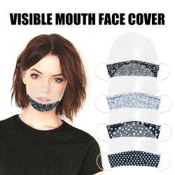 Gesichts-/Mundschild aus transparentem Kunststoff - mit buntem Stoff - beschlagfrei - sichtbarer Mund
