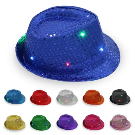 Retro disco hoed - LED - gloeiend - met pailletten / glitterPetten & Hoeden