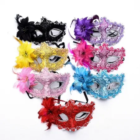 Modieus Venetiaans oogmasker - met veren - sexy vos - maskerades / HalloweenMaskers