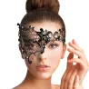 Zwart Venetiaans eenoogmasker - metalen kant - kristallen - maskerade / carnavalMaskers