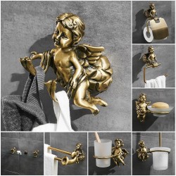Bronzen haken met engelen - plank - handdoekenrek - badkameraccessoires voor wandmontageBadkamer & Toilet