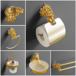 Luxuriöse Wandhaken – Gold-Drachen-Design – Papierhalter – Handtuchhalter – Regal – Badezimmer-Accessoires