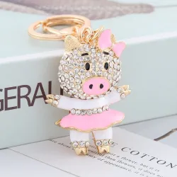 Piggy in minirok - kristal - sleutelhangerSleutelhangers