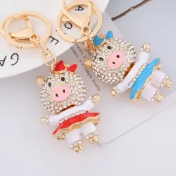 Piggy in minirok - kristal - sleutelhangerSleutelhangers