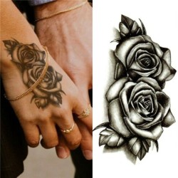 Temporary tattoo sticker - double black roses - waterproofTattoo