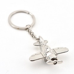 Combat airplane - silver - keychain