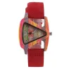 Trendy wooden watch - colorful triangle shaped - leather strapWatches