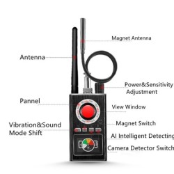 AI intelligentes Abhören - Anti-Spy / Detektor für versteckte Kameras - GSM / GPS-Tracker - Finder