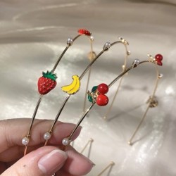 Metal hoop hair band - with fruits / pearls