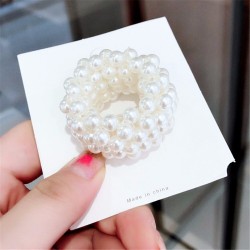 Scrunchie with pearl beads - elastic hair bandHair