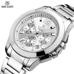 MEGIR - modieus quartz horloge - chronograaf - waterdicht - roestvrij staalHorloges