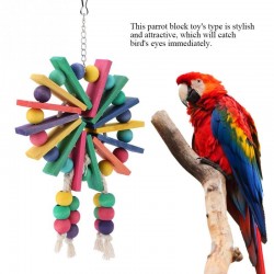 Hölzernes Hängespielzeug für Vogelkäfig - Papageien - bunt