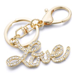 Gold keychain - crystal LOVE lettering