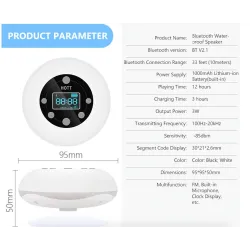 Bluetooth - wireless - portable - shower speaker - waterproof - with microphone - FM - LCD displayBluetooth speakers
