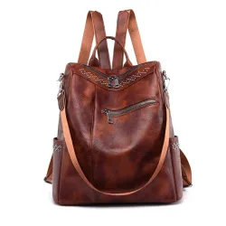 Multifunctionele vintage schoudertas - leren rugzak - waterdichtRugzakken