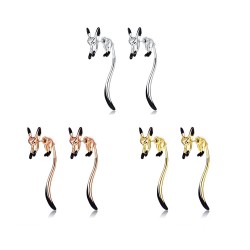 Elegant drop earrings - little fox - black enamel - silver - gold - rose gol