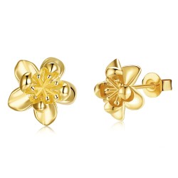 Flower shaped stud earrings - gold plated