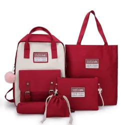 Trendy canvas tassen set - rugzak - schoudertas - handtas - etui - klein etui - 5 stuksSets