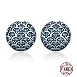 Elegante ronde oorknopjes - Legend Of The Sea - zirkonia - 925 sterling zilverOorbellen