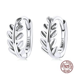 Leaf shaped round earrings - 925 sterling silver