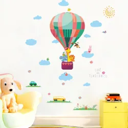 Decoratieve muurstickers - kleurrijke ballonnen / wolken / dierenMuurstickers