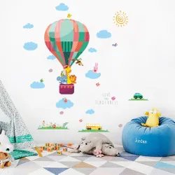 Decoratieve muurstickers - kleurrijke ballonnen / wolken / dierenMuurstickers